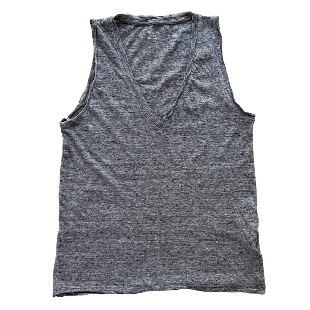 Madewell Womens XSmall Heather Gray V-neck Cotton Whisper Classic Tank Top K7393